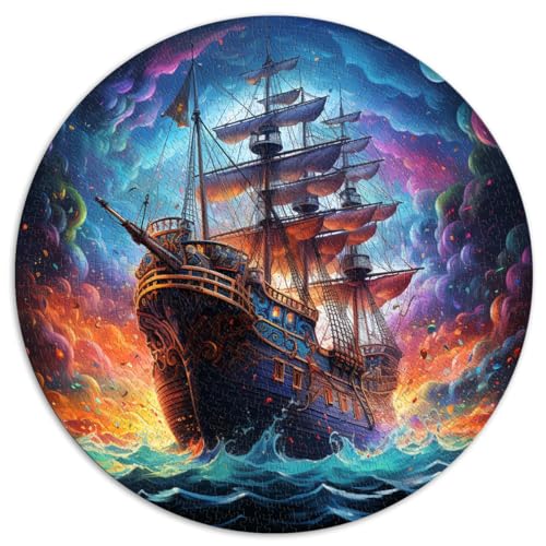 1000-teiliges Puzzle für Erwachsene und Kinder, Piratenschiff, kreisförmiges Puzzle, für Erwachsene und Kinder ab 12 Jahren, Papppuzzle, Lernspiele für Erwachsene und Kinder, Größe 67,5 x 67,5 von LZYANG