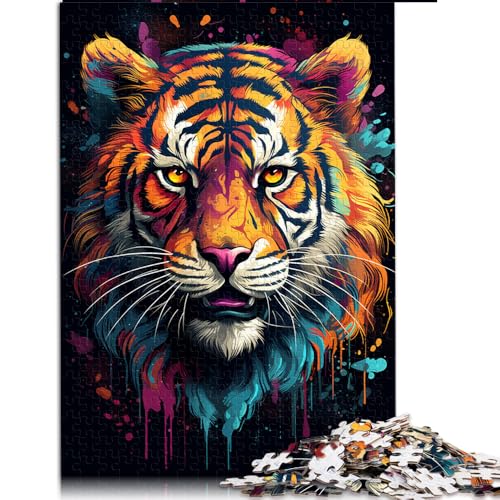 1000-teiliges Puzzle für Erwachsene und Kinder, farbenfrohes, künstlerisches Tiger-Papierpuzzle, für Erwachsene und Kinder ab 12 Jahren, Spielspielzeug, Größe: 50 x 75 cm von LZYANG