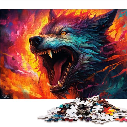 1000-teiliges Puzzle für Erwachsene und Kinder, farbenfrohes, psychedelisches, bizarres Wolf-Papierpuzzle, für Erwachsene und Kinder ab 12 Jahren, Denkspiel-Spielzeug. Größe: 26 x 38 cm. von LZYANG