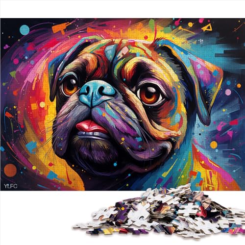 1000-teiliges Puzzle für Erwachsene und Kinder, farbenfrohes, psychedelisches Mops-Gemälde, Papierpuzzle, für Erwachsene und Familien, Lernspiel für Erwachsene und Kinder. Größe: 50 x 75 cm. von LZYANG