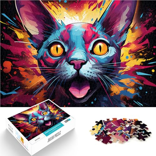 1000-teiliges Puzzle für Erwachsene und Kinder, farbenfrohes Holzpuzzle mit Sphinx-Katzen-Zeichnung, für Erwachsene und Kinder ab 12 Jahren, Lernspielzeug, Größe: 52 x 38 cm von LZYANG