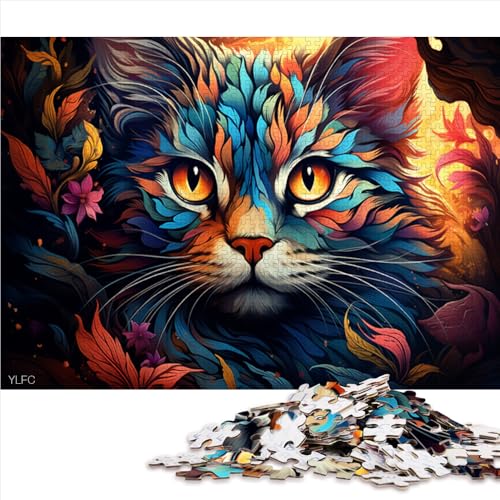 1000-teiliges Puzzle für Erwachsene und Kinder, farbenfrohes Katzenkunst-Papierpuzzle, für Erwachsene und Kinder ab 12 Jahren, Denkspiel-Spielzeug. Größe: 26 x 38 cm. von LZYANG