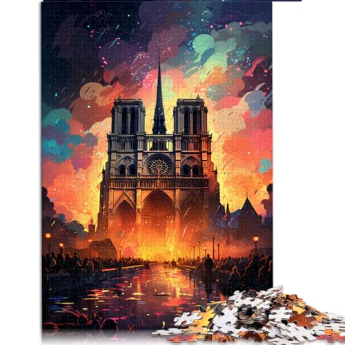 1000-teiliges Puzzle für Erwachsene und Kinder, farbenfrohes Notre Dame de Paris-Papierpuzzle, für Erwachsene und Kinder ab 12 Jahren, Lernspielzeug, Familienspiele. Größe: 26 x 38 cm. von LZYANG