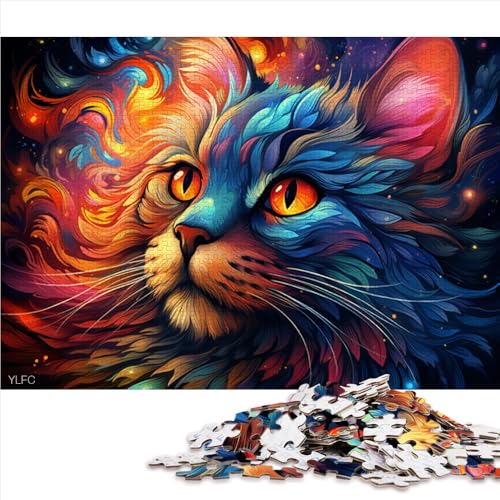 1000-teiliges Puzzle für Erwachsene und Kinder, farbenfrohes Papierpuzzle mit Katzenkunst, für Erwachsene und Kinder ab 12 Jahren, einzigartige Heimdekoration und Geschenke. Größe: 52 x 38 cm. von LZYANG