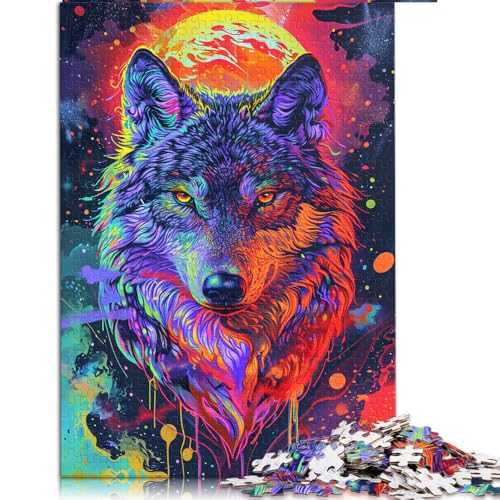 1000-teiliges Puzzle für Erwachsene und Kinder, farbenfrohes Papierpuzzle mit Sternenwolf, Puzzle für 12-Jährige, Holzpuzzle für Familienspiele und zur Heimdekoration. Größe: 52 x 38 cm. von LZYANG