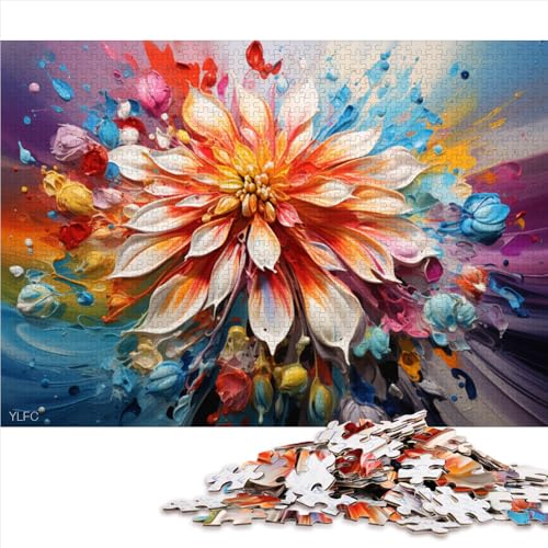 1000-teiliges Puzzle für Erwachsene und Kinder, farbenfrohes Papierpuzzle mit psychedelischen Blumen, für Erwachsene und Kinder ab 12 Jahren, Spielspielzeug für Erwachsene. Größe: 50 x 75 cm. von LZYANG