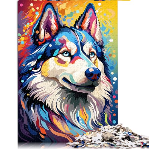 1000-teiliges Puzzle für Erwachsene und Kinder, farbenfrohes Siberian Husky-Papierpuzzle, geeignet für Erwachsene und Kinder ab 12 Jahren, Lernspielzeug für die ganze Familie. Größe: 26 x 38 cm. von LZYANG