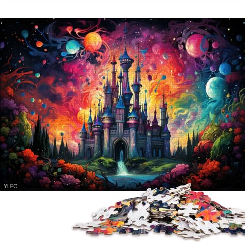 1000-teiliges Puzzle für Erwachsene und Kinder, farbenfrohes psychedelisches Schloss-Puzzle aus Holz, für Erwachsene und Kinder, entspannendes intellektuelles Lernspielzeug. Größe: 52 x 38 cm. von LZYANG