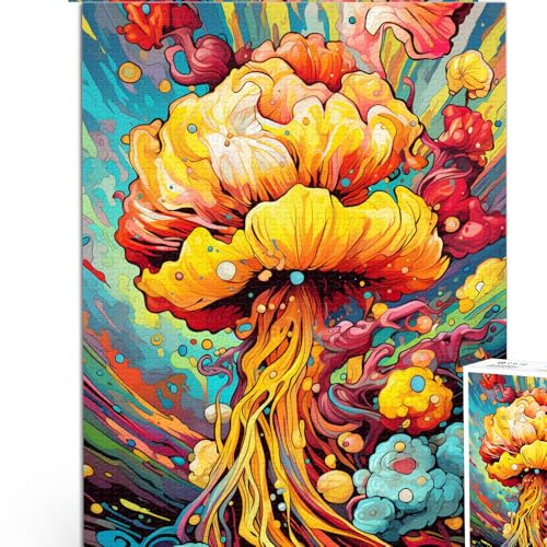 1000-teiliges Puzzle für Erwachsene und Kinder, gelbes, farbenfrohes, psychedelisches Rassel-Papierpuzzle, für Erwachsene und Kinder, Heimdekoration. Größe: 50 x 75 cm. von LZYANG