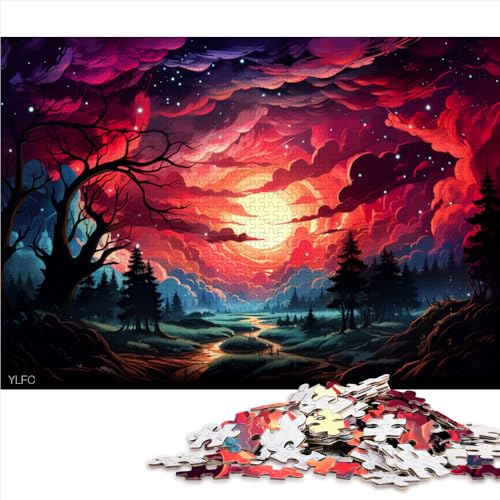 1000-teiliges Puzzle für Erwachsene und Kinder, psychedelisches, farbenfrohes Landschafts-Papierpuzzle, für Erwachsene und Kinder ab 12 Jahren, Denkspiel, Größe: 50 x 75 cm von LZYANG