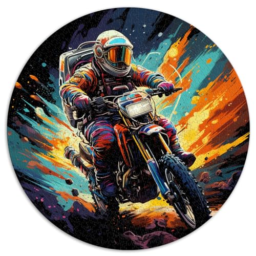 1000-teiliges Puzzlespiel, Astronaut auf Motor, kreisförmige Puzzles, für Erwachsene und Kinder ab 12 Jahren, Puzzle aus Pappe, Weihnachtspuzzlegeschenke für Frauen, Größe ， 67,5 x 67,5 von LZYANG