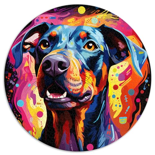 1000-teiliges Puzzlespiel, Deutscher Pinscher, kreative runde Puzzles, Puzzles für 12-Jährige, Puzzles aus Pappe, tolles Geschenk für die ganze Familie, Größe 67,5 x 67,5 von LZYANG