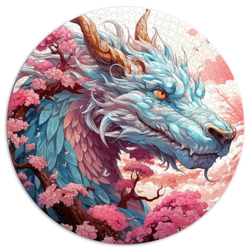 1000-teiliges Puzzlespiel, Drache und Sakura, Japan, kreative runde Puzzles, für Kinder ab 12 Jahren, Kartonpuzzles, unmögliche Puzzlegröße, 67,5 x 67,5 von LZYANG