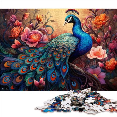 1000-teiliges Puzzlespiel, Fantasie-Puzzle aus Holz mit farbenfrohem Pfau, für Erwachsene und Kinder ab 12 Jahren, pädagogisches Spiel und herausforderndes Spielzeug. Größe: 52 x 38 cm. von LZYANG