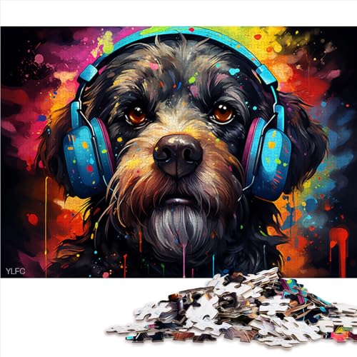 1000-teiliges Puzzlespiel, Hund hört Musik, Papierpuzzle, für Erwachsene und Kinder ab 12 Jahren, tolles Geschenk für Erwachsene. Größe: 26 x 38 cm von LZYANG