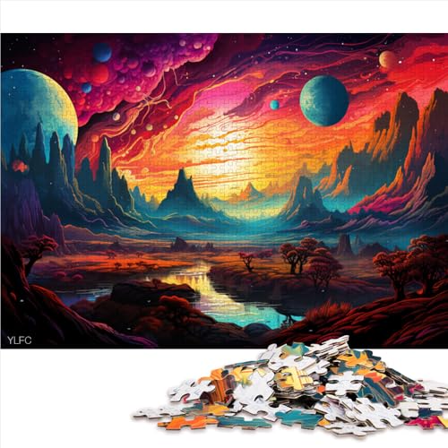 1000-teiliges Puzzlespiel, farbenfrohes Papierpuzzle mit Doppelplanetenlandschaft, für Erwachsene und Kinder ab 12 Jahren, Lernspiel. Größe: 50 x 75 cm. von LZYANG