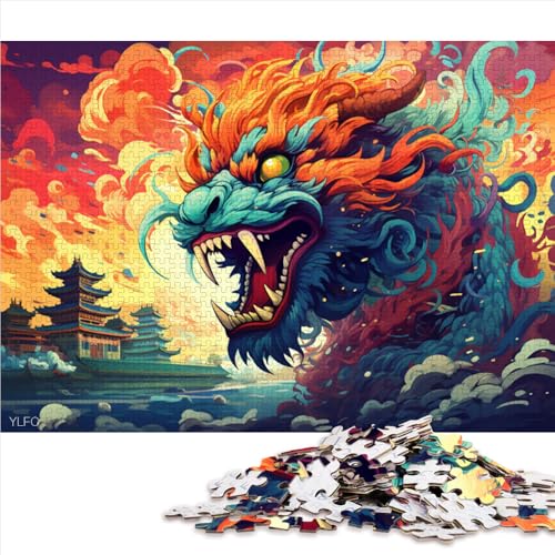 1000-teiliges Puzzlespiel, farbenfrohes chinesisches Drachen-Papierpuzzle, für Erwachsene und Kinder, Kunstwerk-Geschenk. Größe: 26 x 38 cm. von LZYANG