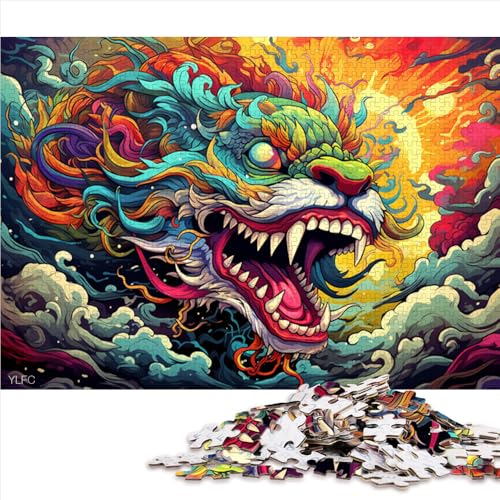 1000-teiliges Puzzlespiel, farbenfrohes chinesisches Drachen-Papierpuzzle, für Erwachsene und Kinder, anspruchsvolles Spielzeug. Größe: 26 x 38 cm. von LZYANG