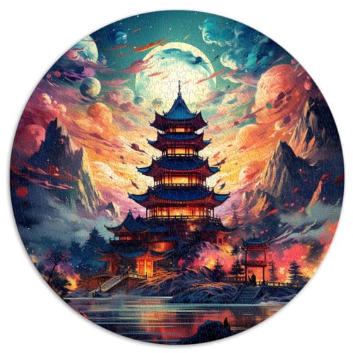 1000-teiliges Puzzlespiel, japanische Pagodenlandschaft, kreisförmige Puzzles, für Erwachsene und Kinder ab 12 Jahren, Puzzles aus Pappe, tolle Geschenke für Weihnachten, Größe 67,5 x 67,5 von LZYANG