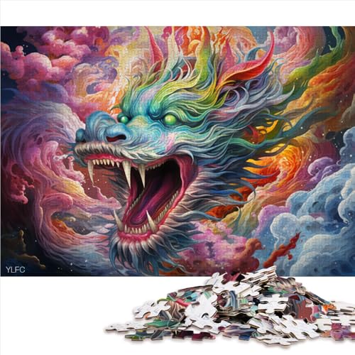 1000-teiliges Puzzlespiel,Buntes Drachen-Papierpuzzle,Geeignet für Erwachsene und Kinder ab 12 Jahren,Einzigartige Geburtstags Größe: 26 x 38 cm von LZYANG