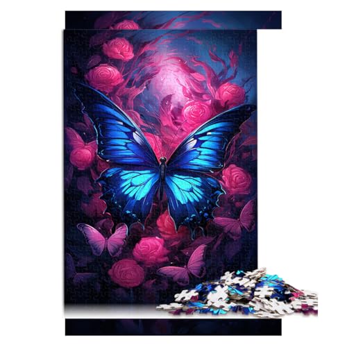 2000-teiliges Puzzle, Blaue Schmetterlinge und Blumen, Papierpuzzle, für Erwachsene und Kinder ab 12 Jahren, Lernspiel für Erwachsene und Kinder, Größe: 70 x 100 cm von LZYANG