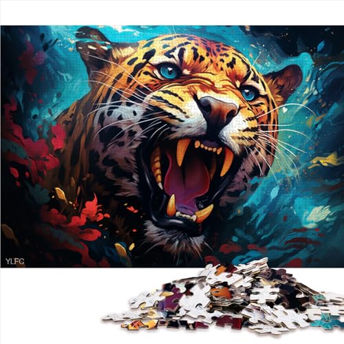 2000-teiliges Puzzle, Fantasie-Papierpuzzle mit Buntem Gepardenmotiv, für Teenager und Kinder, Lernspiele, Größe: 70 x 100 cm von LZYANG