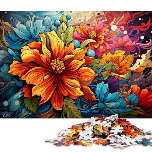 2000-teiliges Puzzle, farbenfrohes, psychedelisches Papierpuzzle mit Doodle-Blumenkunst, für Erwachsene und Kinder ab 12 Jahren, Denkspiel, Größe: 70 x 100 cm von LZYANG