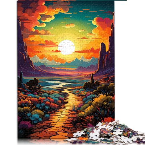 2000-teiliges Puzzle, farbenfrohes, psychedelisches Wüstensonnenuntergang-Papierpuzzle, für Erwachsene und Kinder ab 12 Jahren, lustiges Puzzle für die ganze Familie von 。Größe: 70 x 100 cm von LZYANG