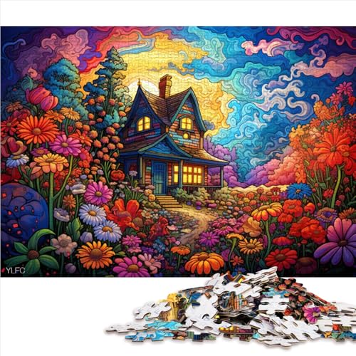 2000-teiliges Puzzle, farbenfrohes Blumenhaus-Papierpuzzle, für Erwachsene und Jugendliche ab 12 Jahren, Puzzle mit farbenfrohen Designs, Größe: 70 x 100 cm von LZYANG