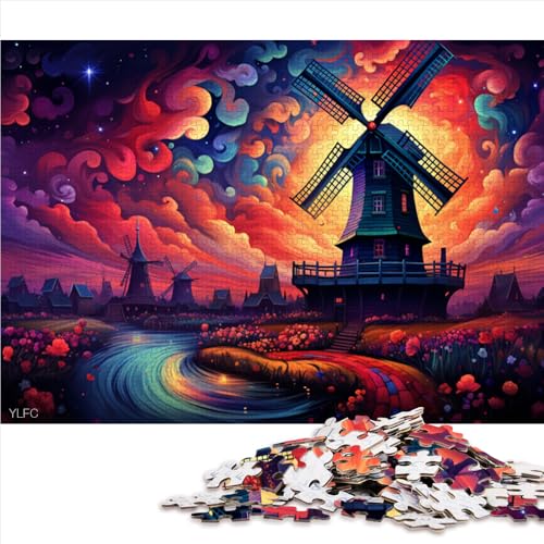 2000-teiliges Puzzle, farbenfrohes Papierpuzzle „Holländische Windmühle“, für Erwachsene und Kinder ab 12 Jahren, Denksportaufgaben für Erwachsene. Größe: 70 x 100 cm. von LZYANG