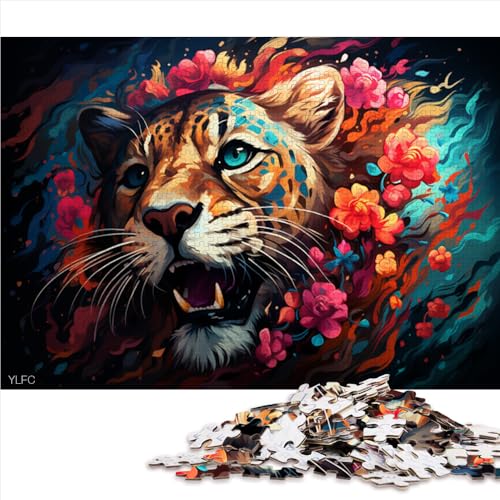 2000-teiliges Puzzle, farbenfrohes Papierpuzzle mit Psychedelischer Leoparden-Kunst, für Erwachsene, Familien oder Kinder, Lernspiele, Heimdekorationspuzzle. Größe: 70 x 100 cm von LZYANG