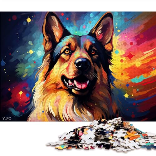 2000-teiliges Puzzle, farbenfrohes Papierpuzzle mit deutschem Schäferhund, für Erwachsene und Kinder ab 12 Jahren, Holzpuzzle für Familienspiele und zur Heimdekoration, Größe: 70 x 100 cm von LZYANG