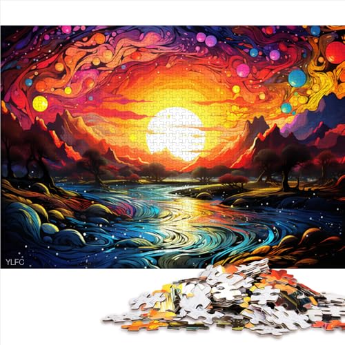 2000-teiliges Puzzle, psychedelische, farbenfrohe Landschaft, Papierpuzzle, geeignet für Erwachsene, anspruchsvolles Spiel. Größe: 70 x 100 cm. von LZYANG