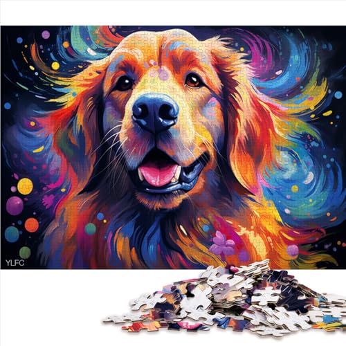 2000-teiliges Puzzle, psychedelisches, farbenfrohes Golden Retriever-Papierpuzzle, für Teenager und Erwachsene, unterhaltsame Spiele für Erwachsene. Größe: 70 x 100 cm. von LZYANG