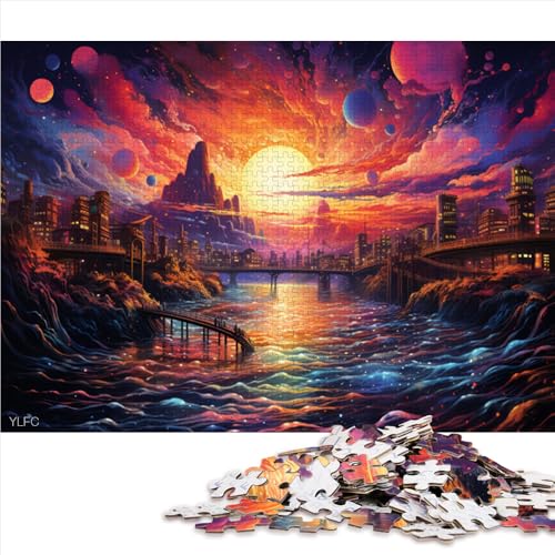 2000-teiliges Puzzle, volle Psychedelia auf einem japanischen Fluss, Papierpuzzle für Erwachsene und Kinder ab 12 Jahren, Familien-Puzzlespiel. Größe: 70 x 100 cm. von LZYANG