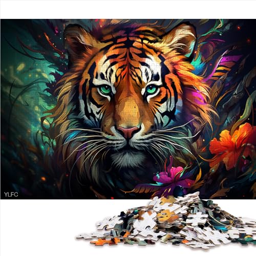 2000-teiliges Puzzle, wildes, buntes Tiger-Papierpuzzle, für Erwachsene und Jugendliche ab 12 Jahren, Lernspiel für Erwachsene Kinder, Größe: 70 x 100 cm von LZYANG