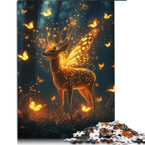 2000-teiliges Puzzle für Erwachsene, Fantasy-Papierpuzzle mit Schmetterlingen und Hirschen, für Teenager und Kinder, tolles Geschenk für Erwachsene. Größe: 70 x 100 cm von LZYANG