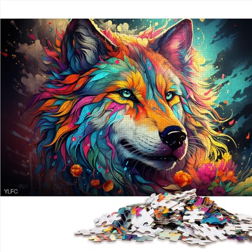 2000-teiliges Puzzle für Erwachsene, farbenfrohes Fantasy-Kunst-Wolf-Papierpuzzle, geeignet für Erwachsene, Lernspiel für Erwachsene Kinder. Größe: 70 x 100 cm. von LZYANG