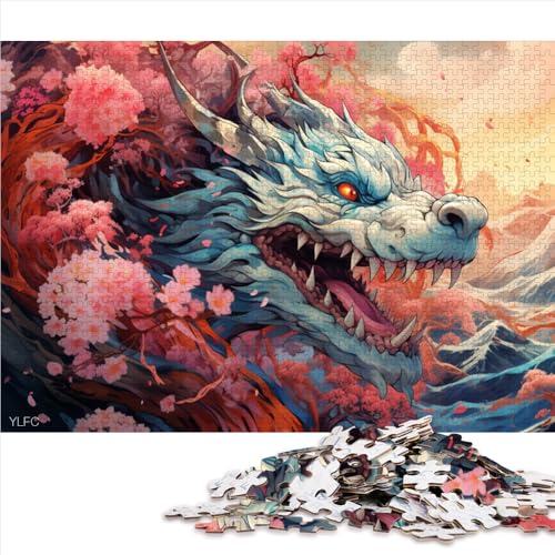 2000-teiliges Puzzle für Erwachsene, farbenfrohes Japanisches Sakura-Drachen-Papierpuzzle, für Erwachsene und Kinder ab 12 Jahren, Holzpuzzle für Familienspiele und zur Heimdekoration. von LZYANG