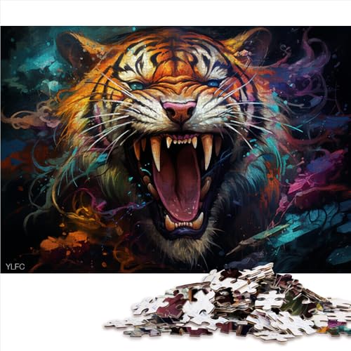 2000-teiliges Puzzle für Erwachsene, farbenfrohes psychedelisches Papierpuzzle „Mutant Tiger“, für Erwachsene und Kinder, Lernspiel für Erwachsene und Kinder. Größe: 70 x 100 cm. von LZYANG