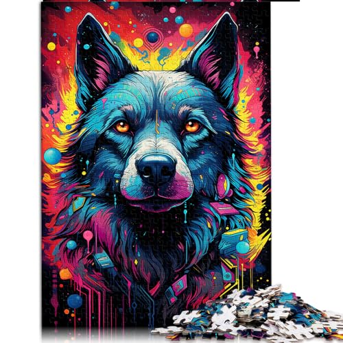 2000-teiliges Puzzle für Erwachsene, farbenfrohes psychedelisches Papierpuzzle mit deutschem Schäferhund, geeignet für Kinder ab 12 Jahren, Lernspiele, Größe: 70 x 100 cm von LZYANG