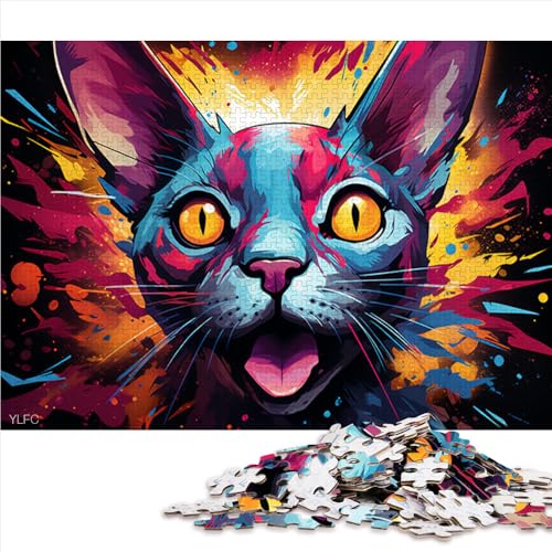 2000-teiliges Puzzle für Erwachsene und Kinder, farbenfrohes Papierpuzzle mit Sphinx-Katzen-Zeichnung, für Erwachsene und Kinder ab 12 Jahren, Lernspielzeug, Größe: 70 x 100 cm von LZYANG