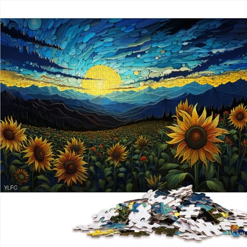 2000-teiliges Puzzlespiel, Menschen im Sonnenblumental bei Nacht, Papierpuzzle, für Erwachsene und Kinder ab 12 Jahren, Lernspielzeug, Größe: 70 x 100 cm von LZYANG