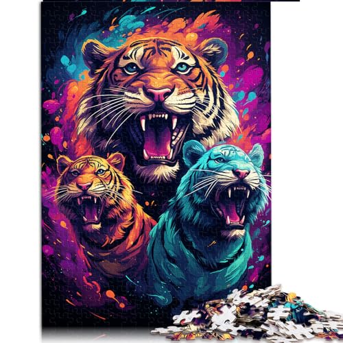 2000-teiliges Puzzlespiel, farbenfrohes süßes Tiger-Papierpuzzle, für Teenager und Erwachsene, Lernspiele für Erwachsene und Kinder. Größe: 70 x 100 cm. von LZYANG