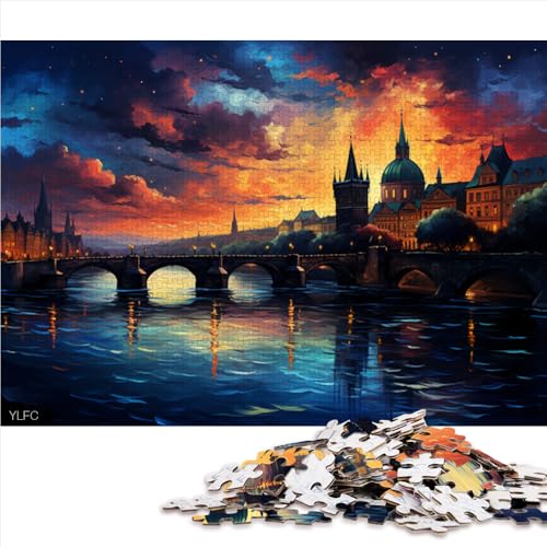 Lustiges Puzzle für Erwachsene mit 1000 Teilen, „Die volle Psychedelia der Karlsbrücke“, Papierpuzzle, für Erwachsene und Kinder ab 12 Jahren, Denkspiel als Spielzeug. Größe: 50 x 75 cm. von LZYANG