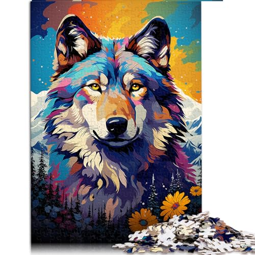 Lustiges Puzzle für Erwachsene mit 1000 Teilen, Die volle Psychedelie des wunderschönen Wolf-Papierpuzzles, für Erwachsene und Kinder ab 12 Jahren, Puzzles als Geschenk für Erwachsene. von LZYANG