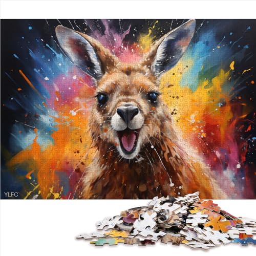 Lustiges Puzzle für Erwachsene mit 1000 Teilen, Papierpuzzle mit farbenfrohem Känguru-Gemälde, für Erwachsene und Familien, Denksportaufgaben für Erwachsene. Größe: 26 x 38 cm. von LZYANG