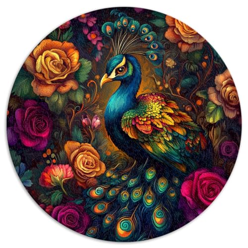 Lustiges Puzzle für Erwachsene mit 1000 Teilen, Pfau, runde Puzzles, für Erwachsene und Kinder ab 12 Jahren, Papppuzzles, Lernspiel, herausfordernde Spielzeuggröße, 67,5 x 67,5 von LZYANG