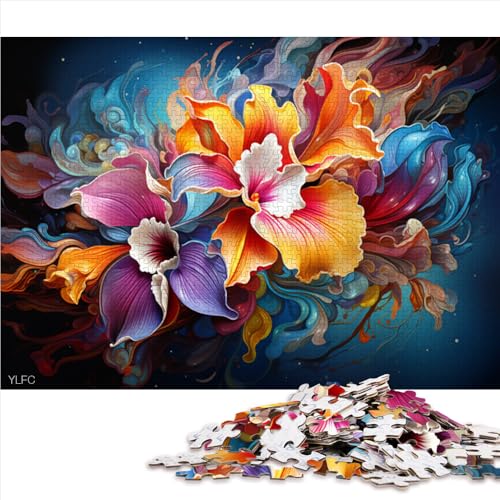 Lustiges Puzzle für Erwachsene mit 1000 Teilen, farbenfrohes psychedelisches Orchideen-Papierpuzzle, für Erwachsene und Kinder ab 12 Jahren, Lernspielzeug, Größe: 50 x 75 cm von LZYANG