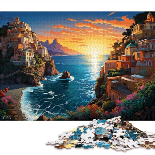 Lustiges Puzzle für Erwachsene mit 2000 Teilen, Farbillustration der Amalfiküste, Papierpuzzle, für Erwachsene und Kinder, Lernspiele für zu Hause, DIY-Spielzeug. Größe: 70 x 100 cm von LZYANG